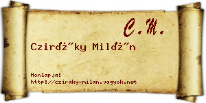 Cziráky Milán névjegykártya
